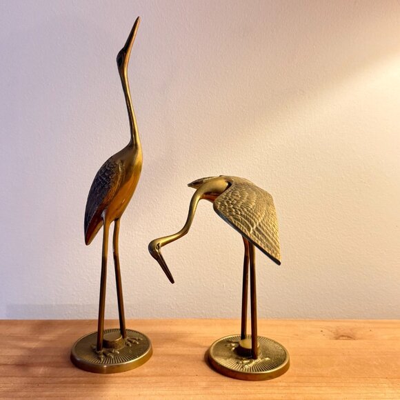Unbranded Other - MCM Set Of 2 Heron Crane Egret Mid Century Modern Solid Brass Vintage 1970s
